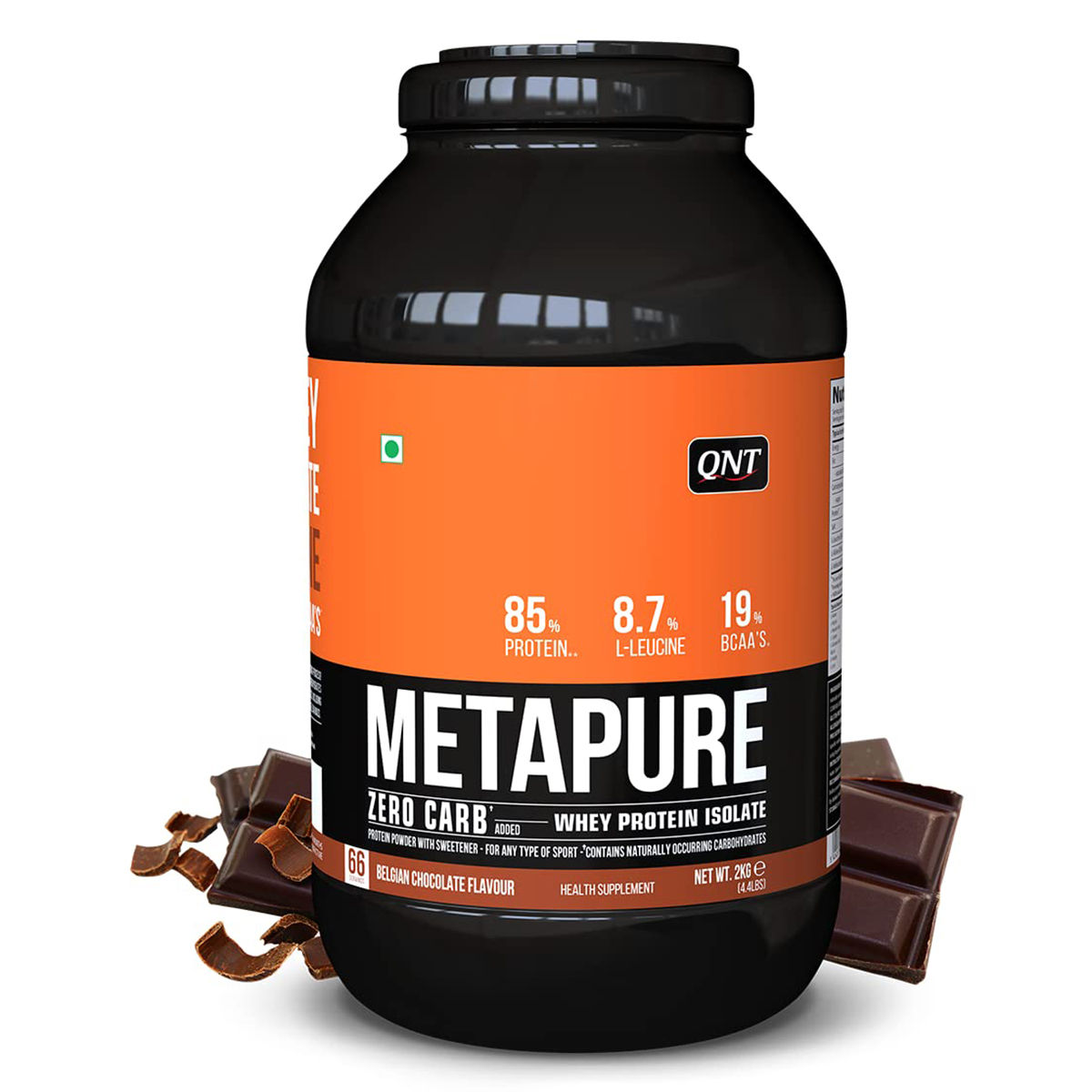 Buy QNT Metapure Zero Carb 100% Pure Whey Isolate Belgian Chocolate Flavour Powder, 2 kg Online