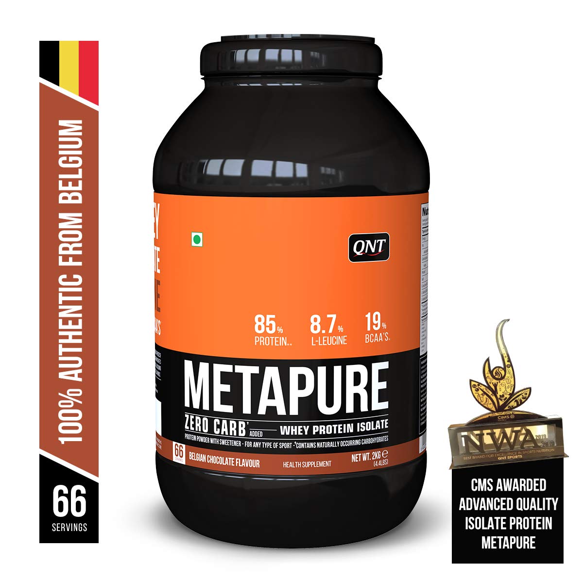 QNT Metapure Zero Carb 100% Pure Whey Isolate Belgian Chocolate Flavour Powder, 2 kg, Pack of 1 QNT Metapure Zero Carb 100% Pure Whey Isolate Belgian Chocolate Flavour Powder, 2 kg, Pack of 1