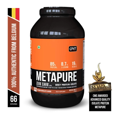 QNT Metapure Zero Carb 100% Pure Whey Isolate Belgian Chocolate Flavour Powder, 2 kg, Pack of 1