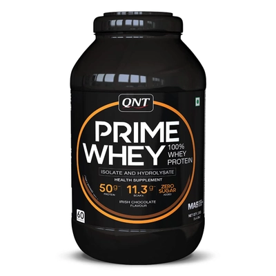 QNT Prime Irish Chocolate Flavour Whey Protein Powder, 2 kg, Pack of 1