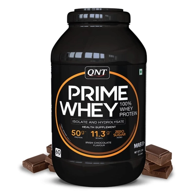 QNT Prime Irish Chocolate Flavour Whey Protein Powder, 2 kg, Pack of 1