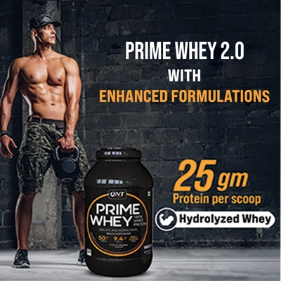 QNT Prime Irish Chocolate Flavour Whey Protein Powder, 2 kg, Pack of 1