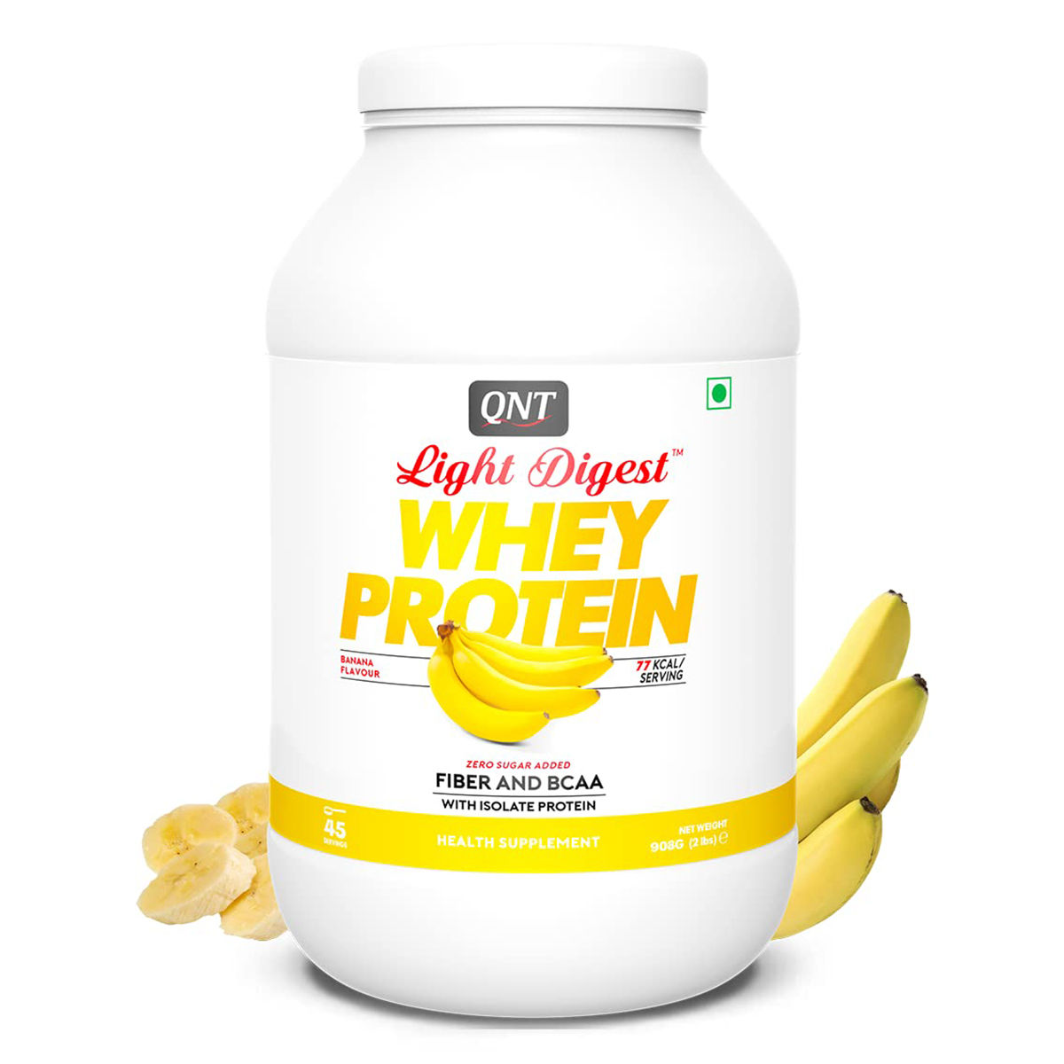 Buy QNT Light Digest Whey Protein Banana Flavour Powder, 908 gm Online