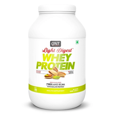 QNT Light Digest Whey Protein Pistachio Flavour Powder, 908 gm, Pack of 1