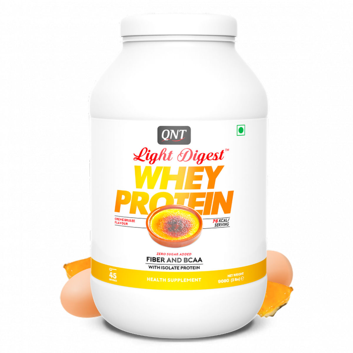 Buy QNT Light Digest Whey Protein Creme Brulee Flavour Powder, 908 gm Online