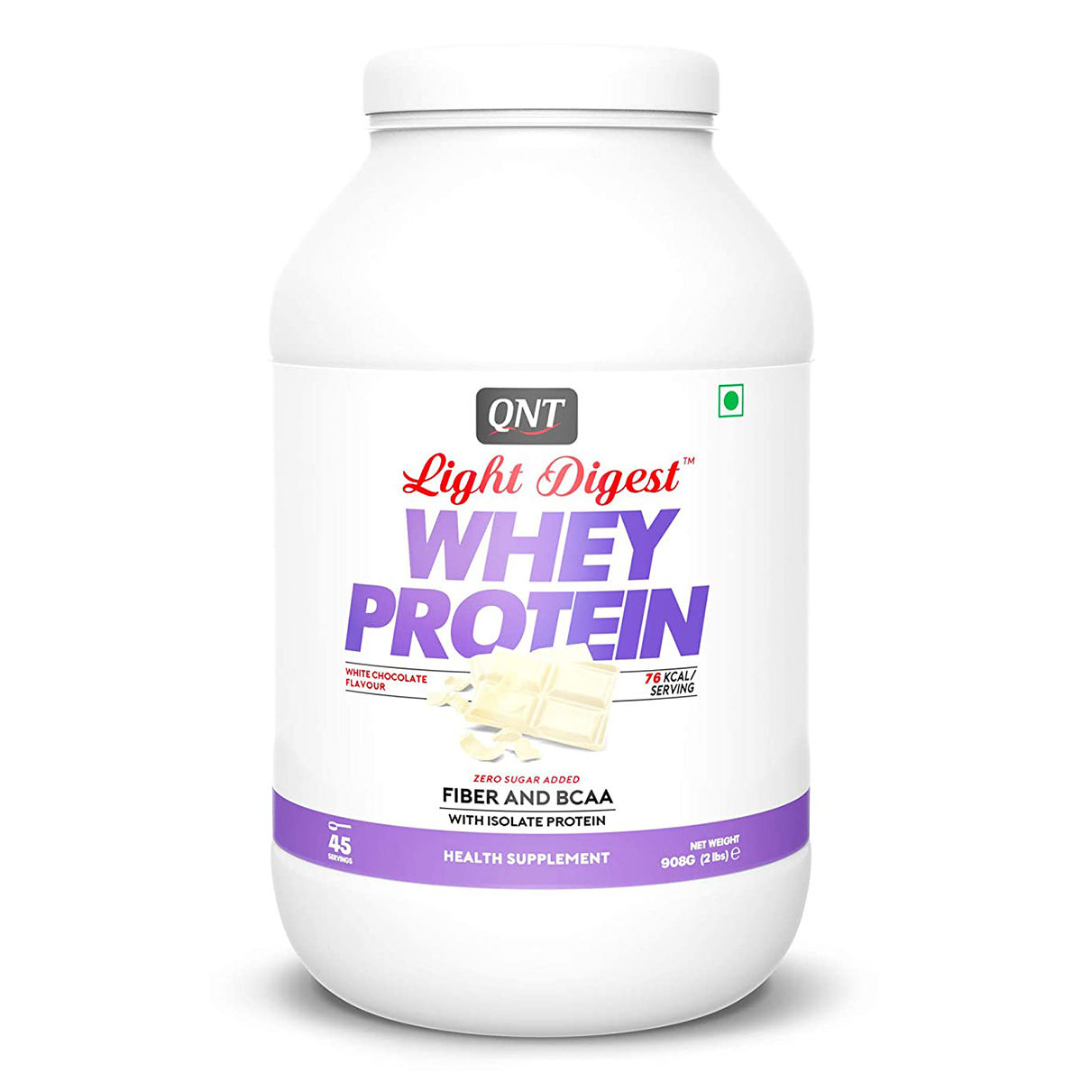 Buy QNT Light Digest Whey Protein White Chocolate Flavour Powder, 908 gm Online
