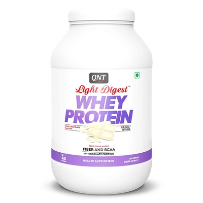 QNT Light Digest Whey Protein White Chocolate Flavour Powder, 908 gm, Pack of 1