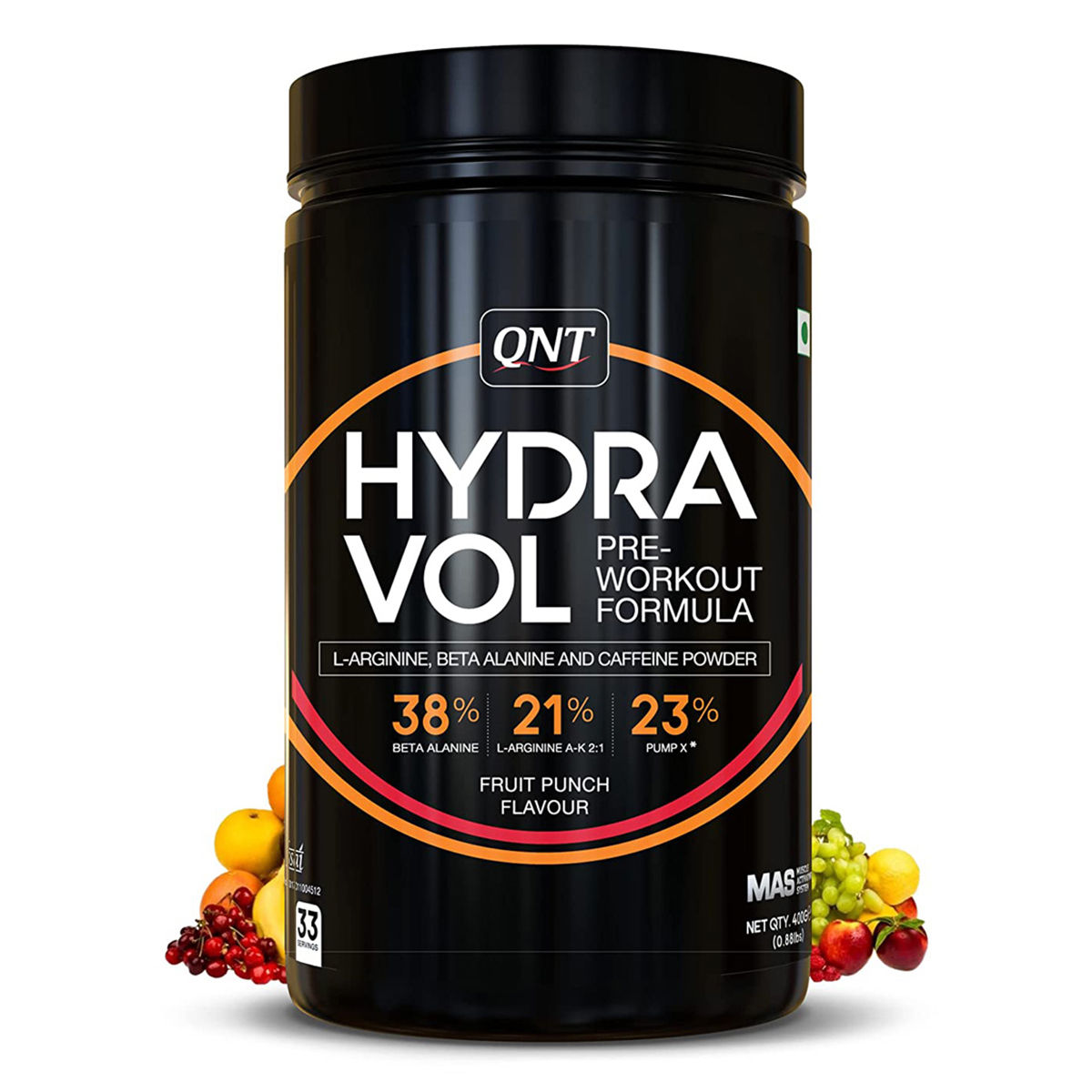 Buy QNT Hydra Vol Pre-Workout Fruit Punch Flavour Powder, 400 gm Online
