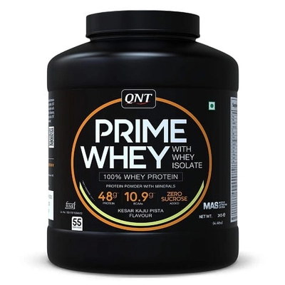 QNT Prime 100% Whey Protein Kesar Kaju Pista Flavour Powder, 2 kg, Pack of 1