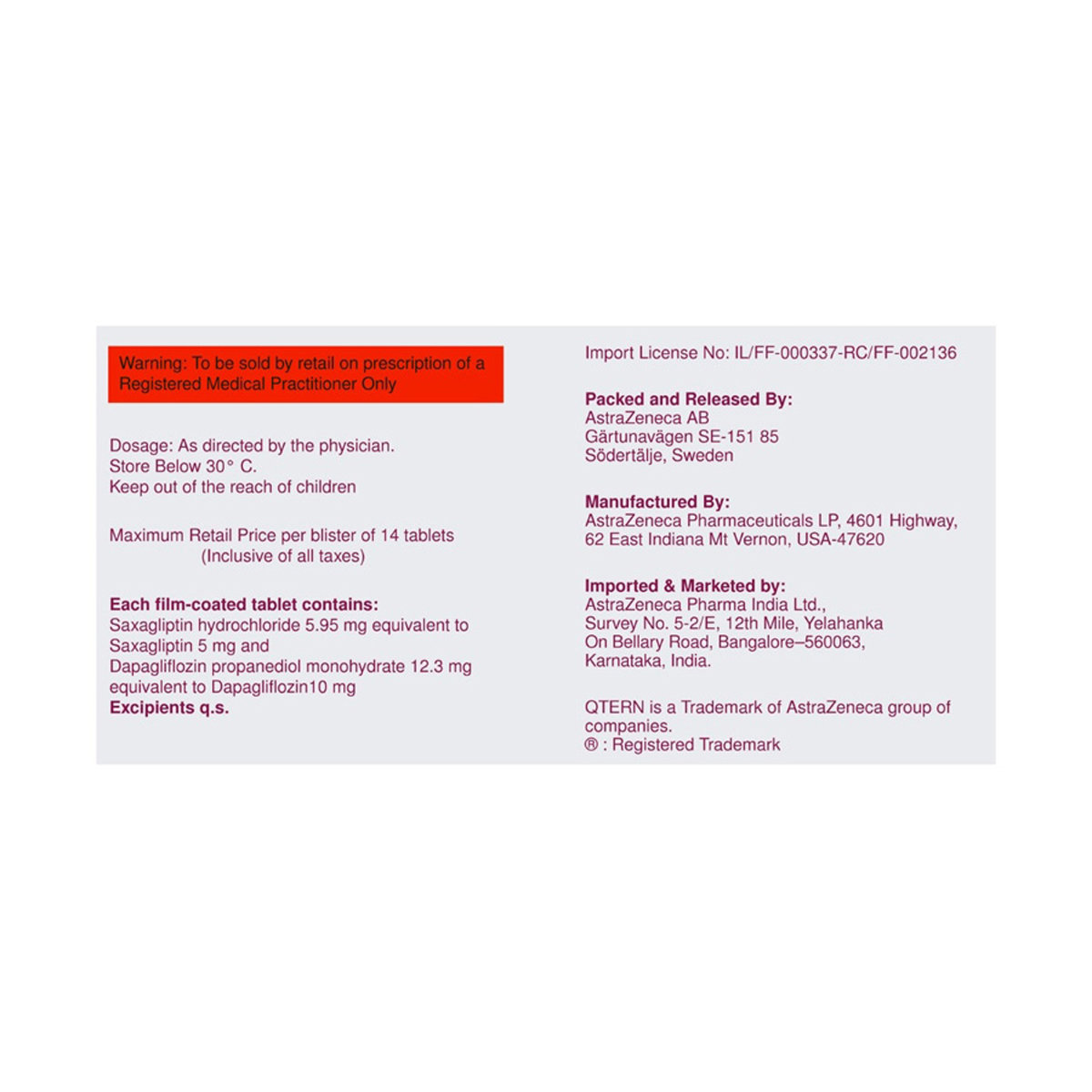 Qtern 5mg/10mg Tablet 14's, Pack of 14 Qtern 5mg/10mg Tablet 14's, Pack of 14