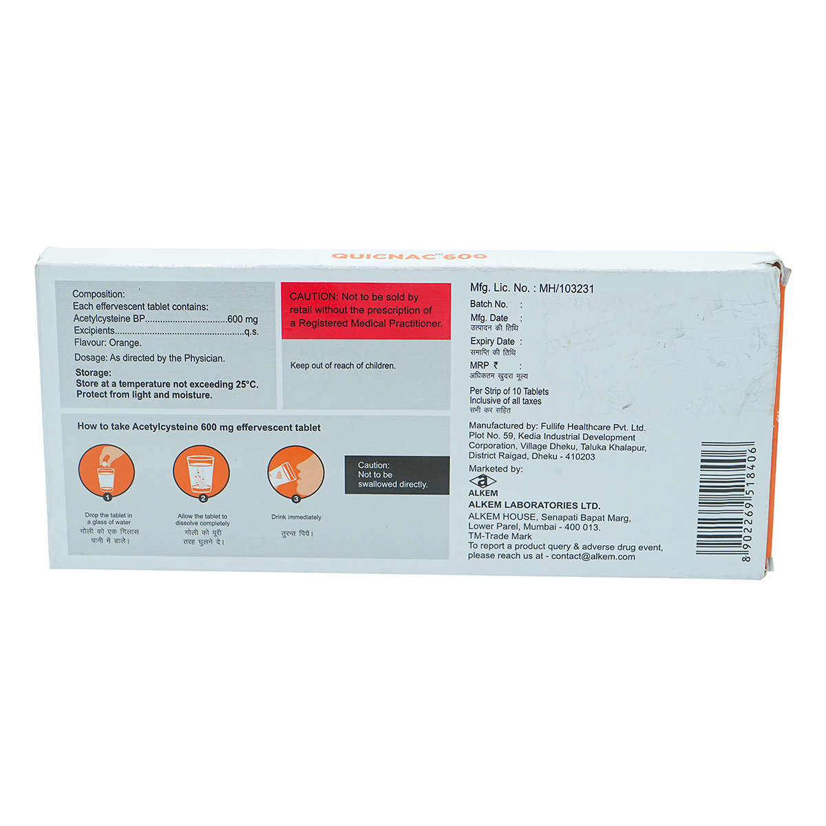 Quicnac Sugar Free Orange Effervescent Tablet 10's, Pack of 10 TABLETS Quicnac Sugar Free Orange Effervescent Tablet 10's, Pack of 10 TABLETS