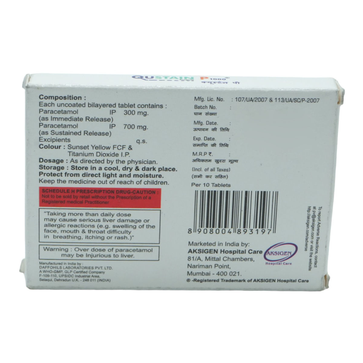 Qustain P 1000 Tablet 10's Price, Uses, Side Effects, Composition ...