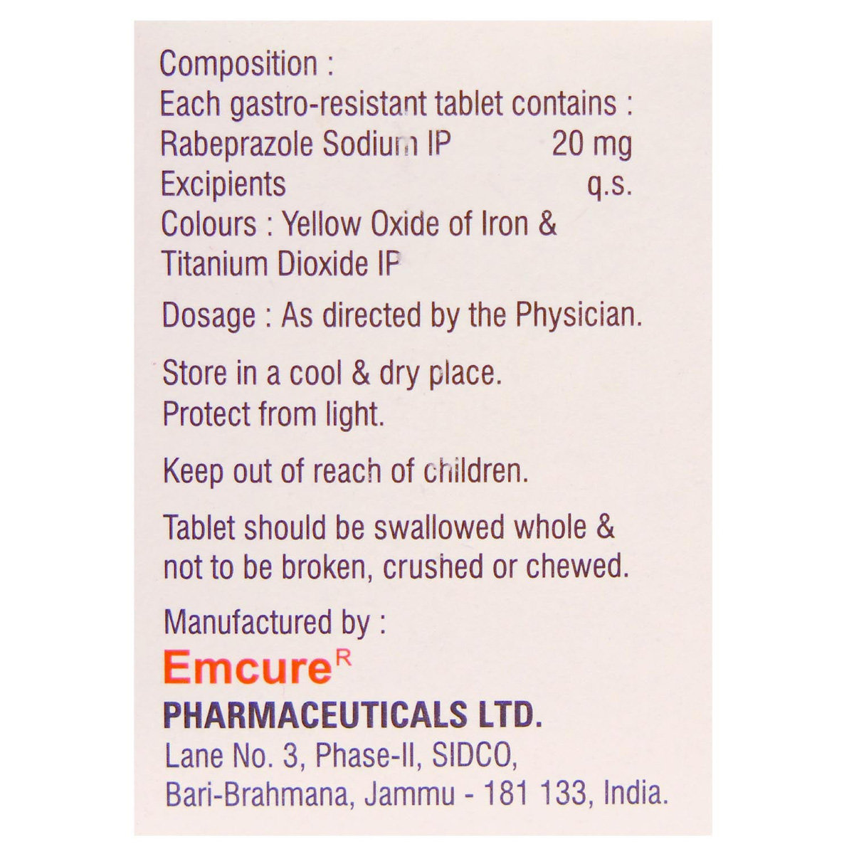 Rabifast-20 Tablet 15's, Pack of 15 TABLETS Rabifast-20 Tablet 15's, Pack of 15 TABLETS