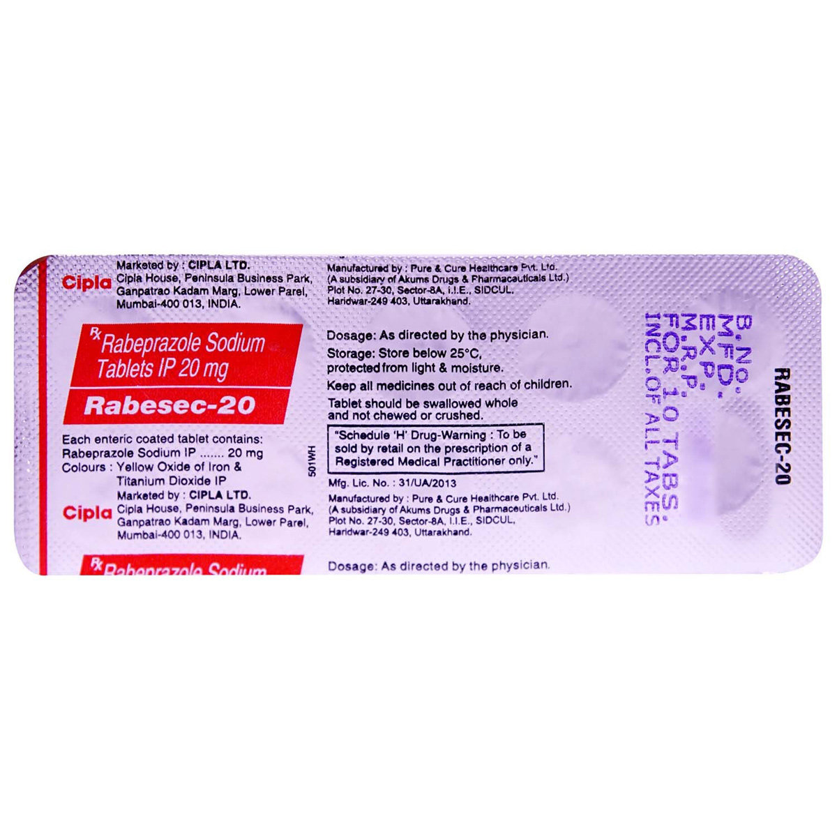 Rabesec 20 Tablet 10's, Pack of 10 TABLETS Rabesec 20 Tablet 10's, Pack of 10 TABLETS