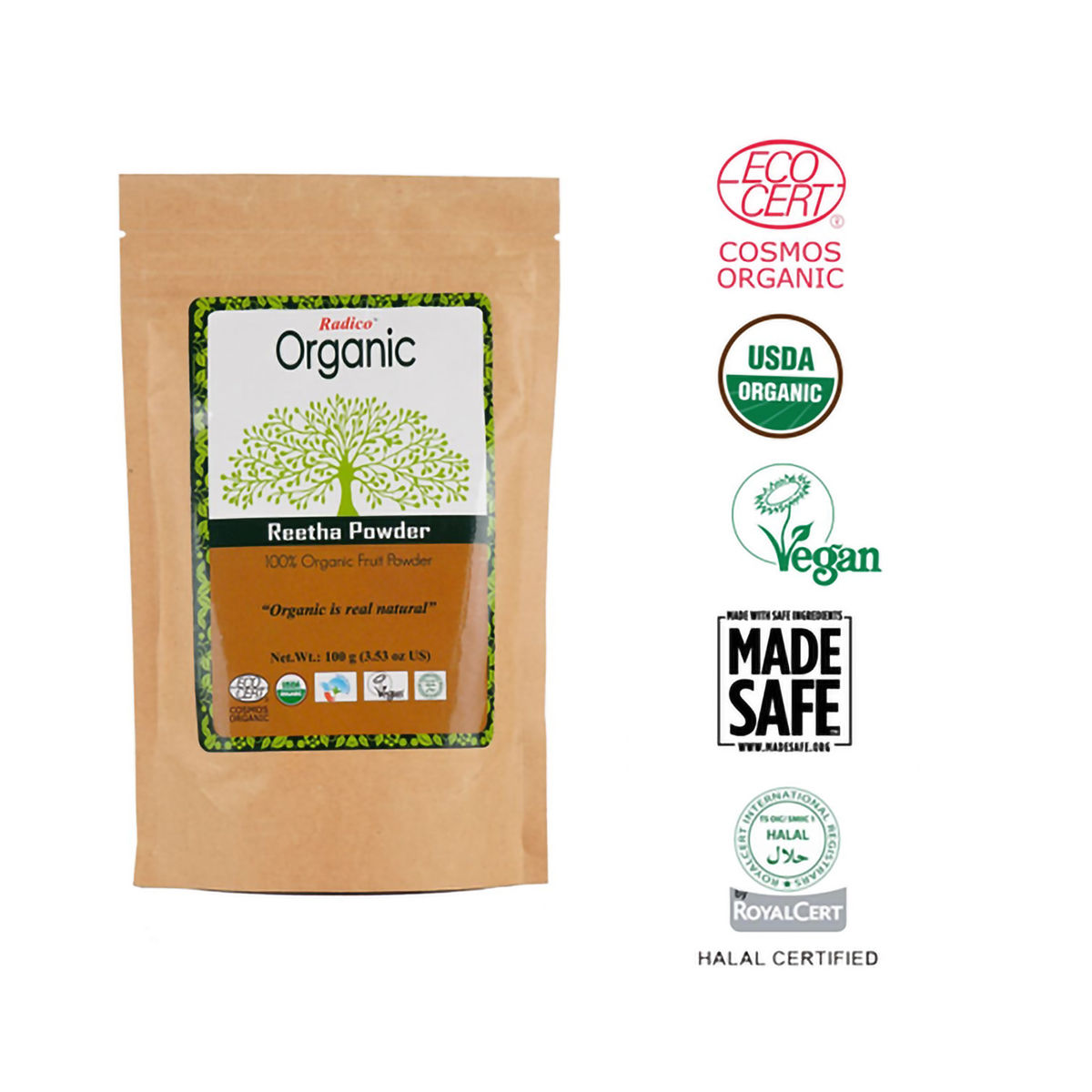 Buy Radico Organic Ritha Powder, 100 gm Online