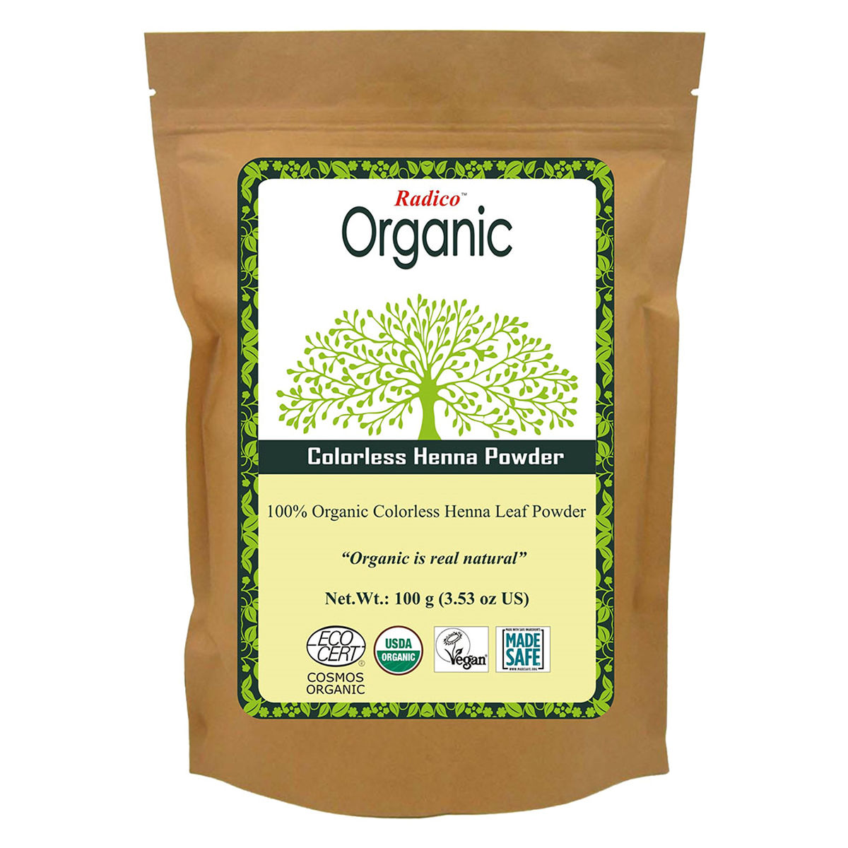 Buy Radico Organic Colorless Henna Leaf Powder, 100 gm Online