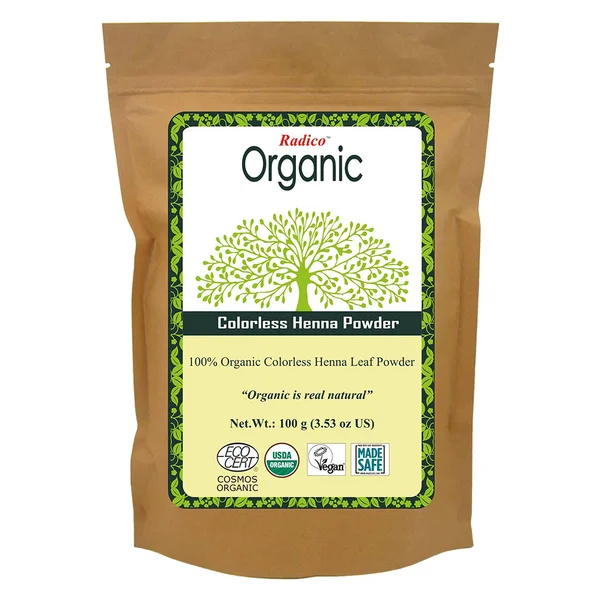 Radico Organic Colorless Henna Leaf Powder, 100 gm