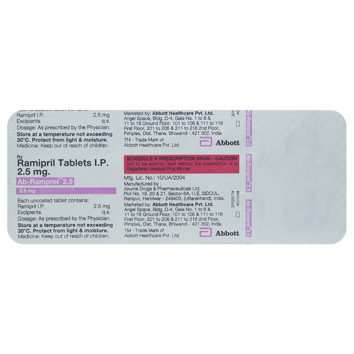 Ramipril 2.5Mg Tablet 10'S, Pack of 10 TabletS Ramipril 2.5Mg Tablet 10'S, Pack of 10 TabletS