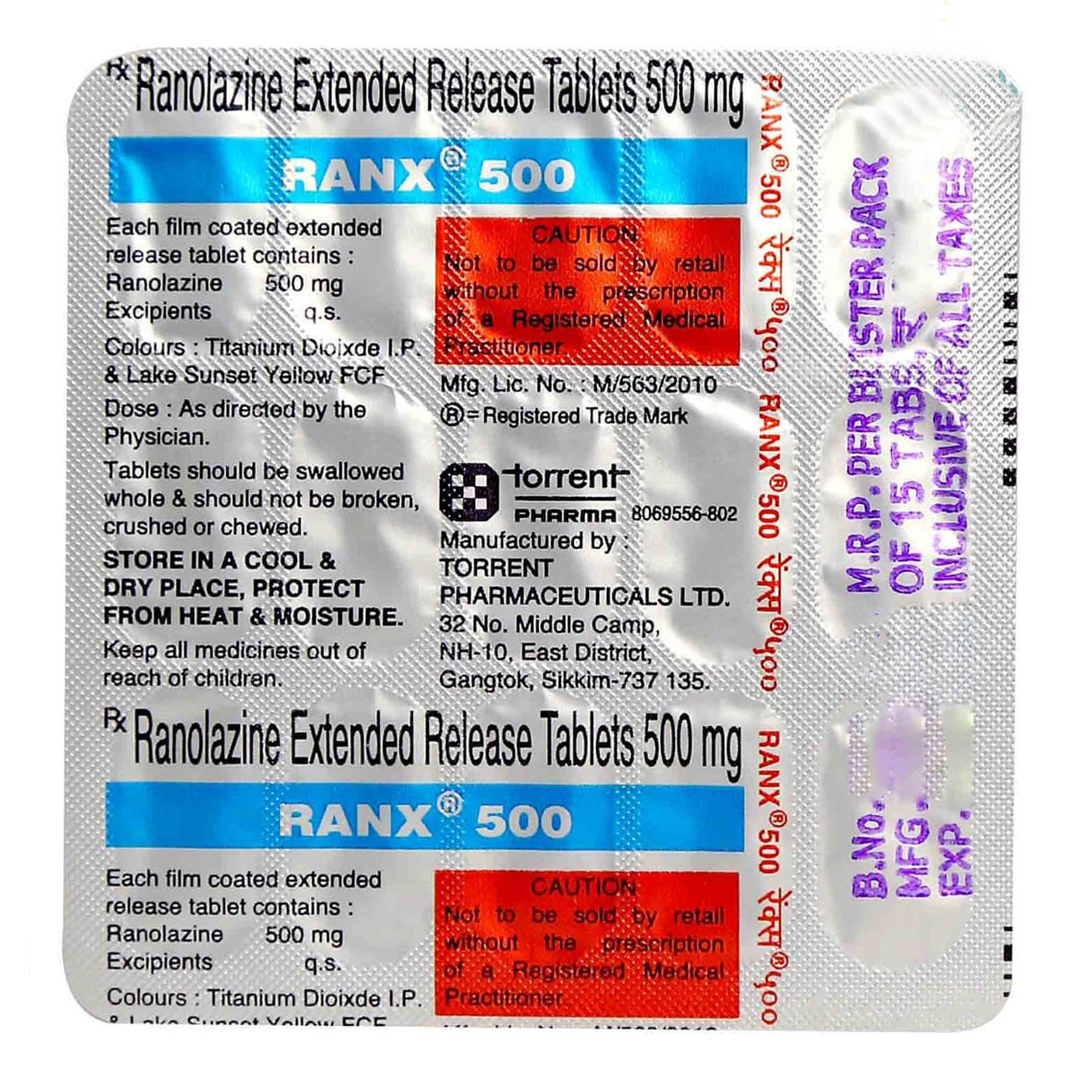 Ranx 500 Tablet 15's, Pack of 15 TABLETS Ranx 500 Tablet 15's, Pack of 15 TABLETS