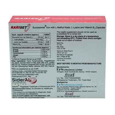 Rariset Capsule 15's, Pack of 15 CapsuleS