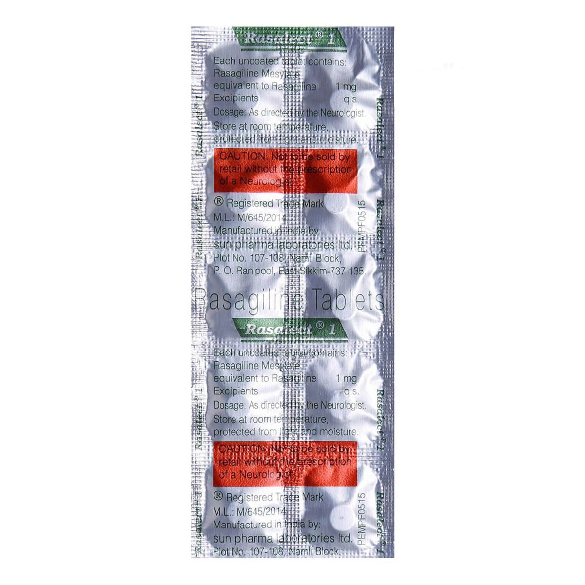 Rasalect 1 Tablet 10's, Pack of 10 TABLETS Rasalect 1 Tablet 10's, Pack of 10 TABLETS