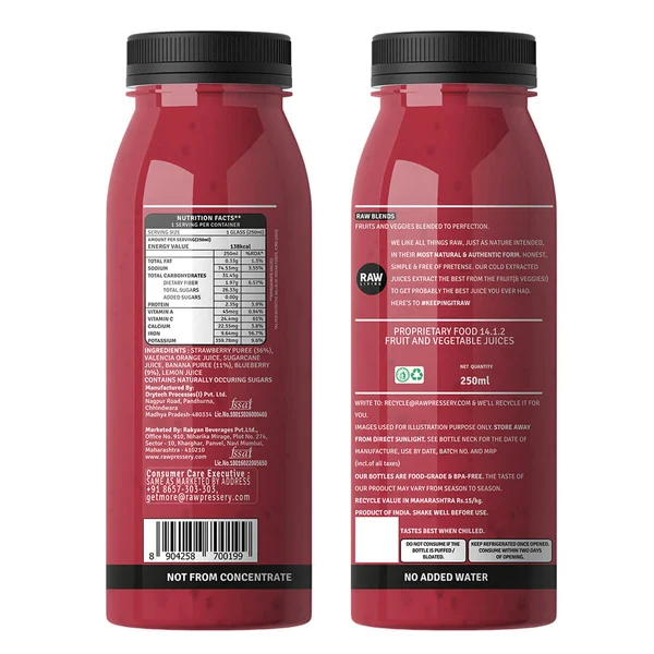 Raw Pressery Life Fruit&amp;Vege Blends, 250 ml, Pack of 1