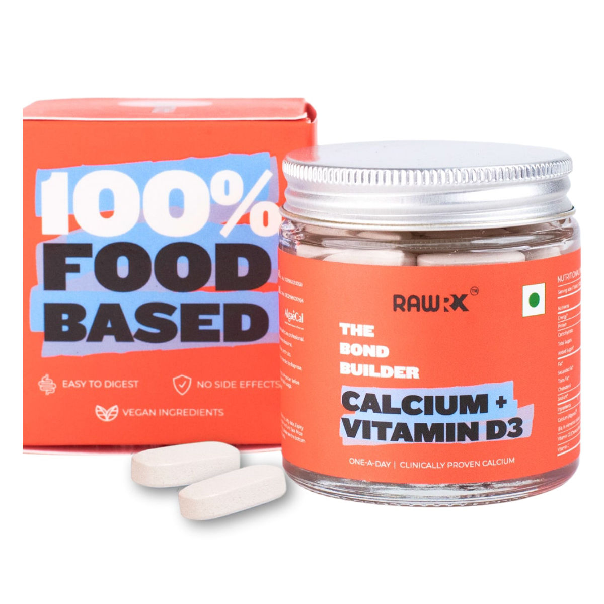 Buy RawRX Calcium + Vitamin D3 with Vitamin C, Magnesium & Zinc for Bone Health & Joint Support, 30 Tablets Online