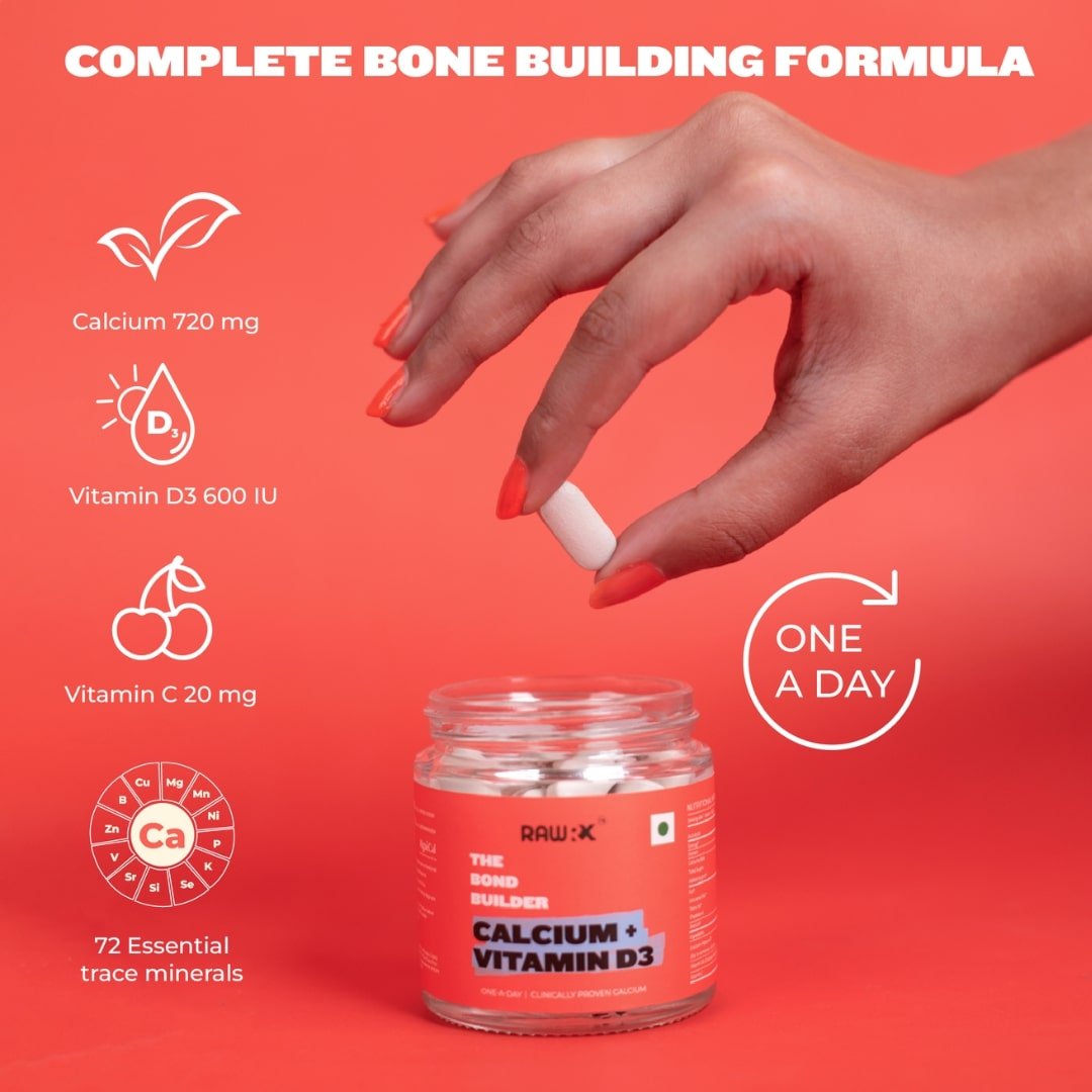 RawRX Calcium + Vitamin D3 with Vitamin C, Magnesium & Zinc for Bone Health & Joint Support, 30 Tablets, Pack of 1 RawRX Calcium + Vitamin D3 with Vitamin C, Magnesium & Zinc for Bone Health & Joint Support, 30 Tablets, Pack of 1