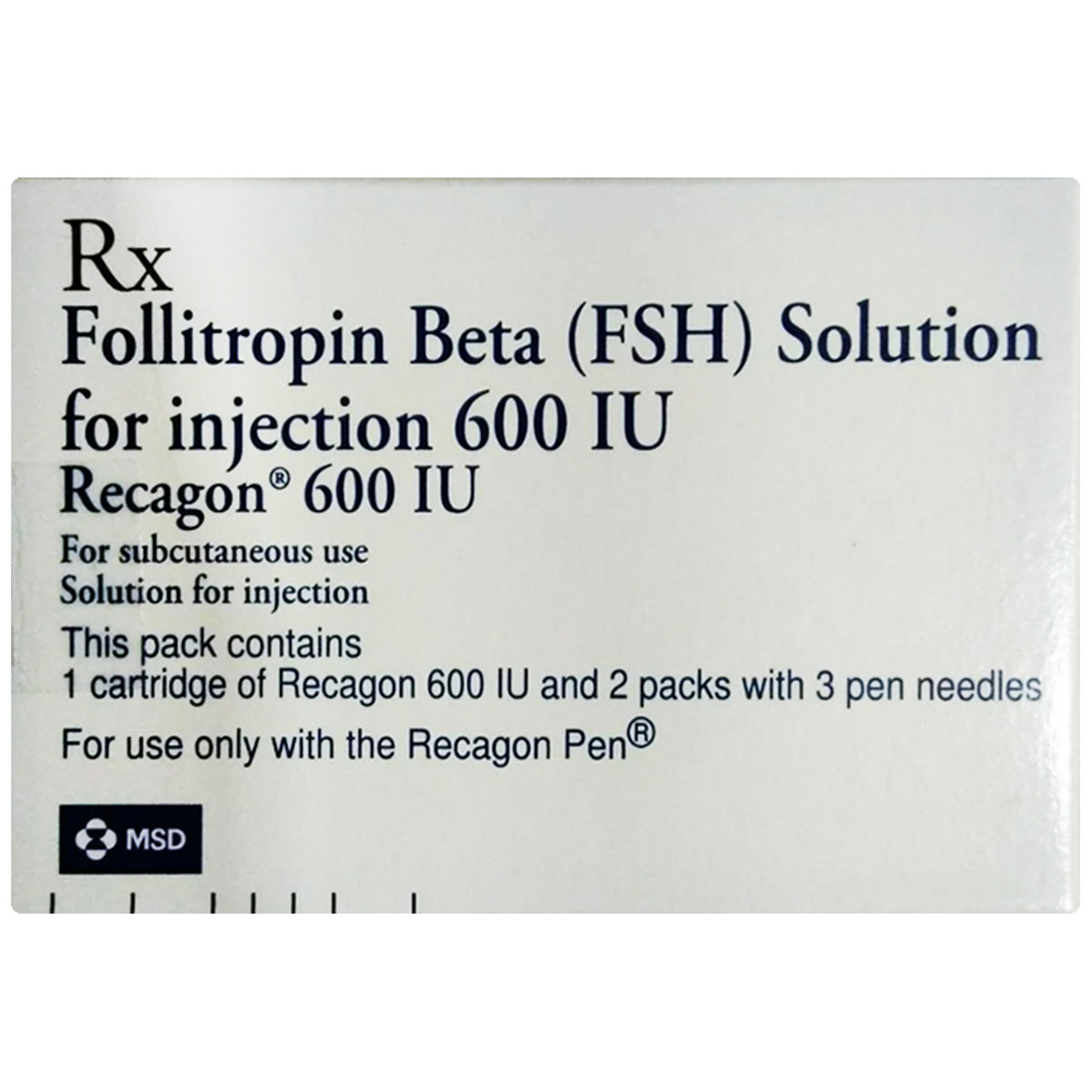 Recagon Cartridge 600 IU Injection 0.7ml Recagon Cartridge 600 IU Injection 0.7ml