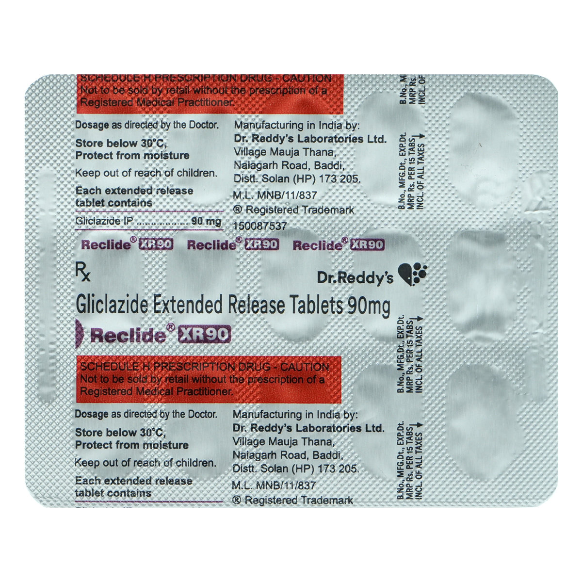 Reclide XR 90 Tablet 15's, Pack of 15 TABLETS Reclide XR 90 Tablet 15's, Pack of 15 TABLETS