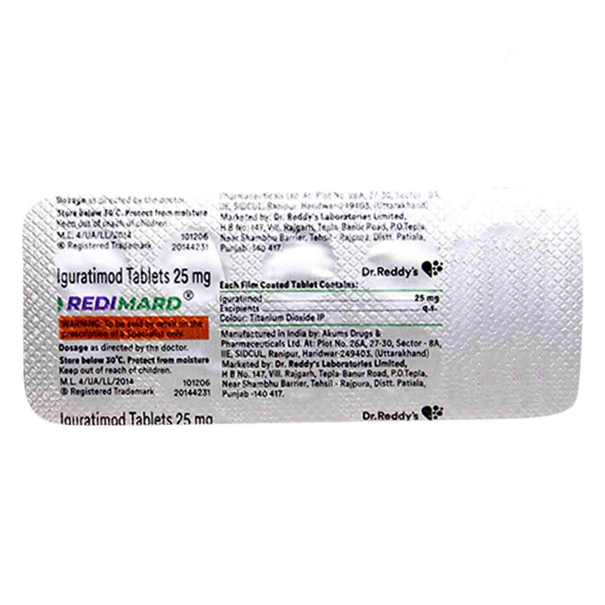 Redimard 25 mg Tablet 10's, Pack of 10 TABLETS Redimard 25 mg Tablet 10's, Pack of 10 TABLETS