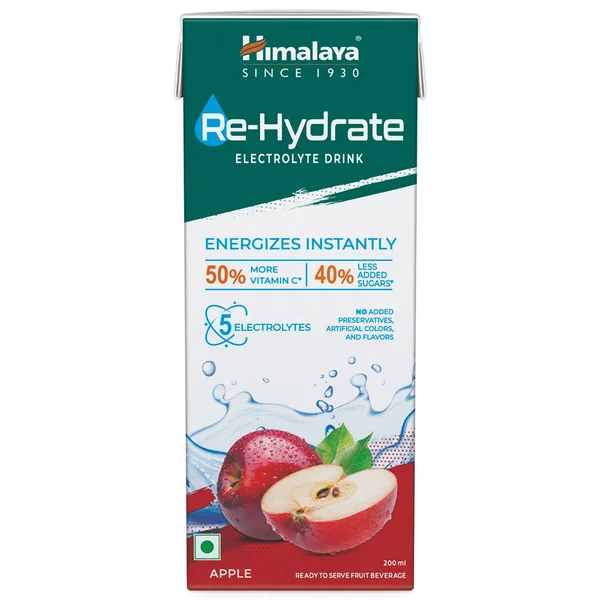 Himalaya Re-Hydrate Electrolyte Apple Flavour Drink, 200 ml, Pack of 1