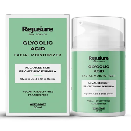 Rejusure Glycolic Acid Facial Moisturizer 50 ml | Glycolic Acid And Shea Butter | Promotes Skin Renewal & Hydration | Minimizes Pigmentation and Dark Spots | For All Skin Type