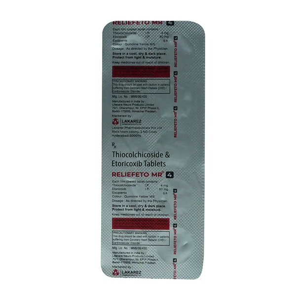 Reliefeto MR 4 Tablet 10's, Pack of 10 TabletS