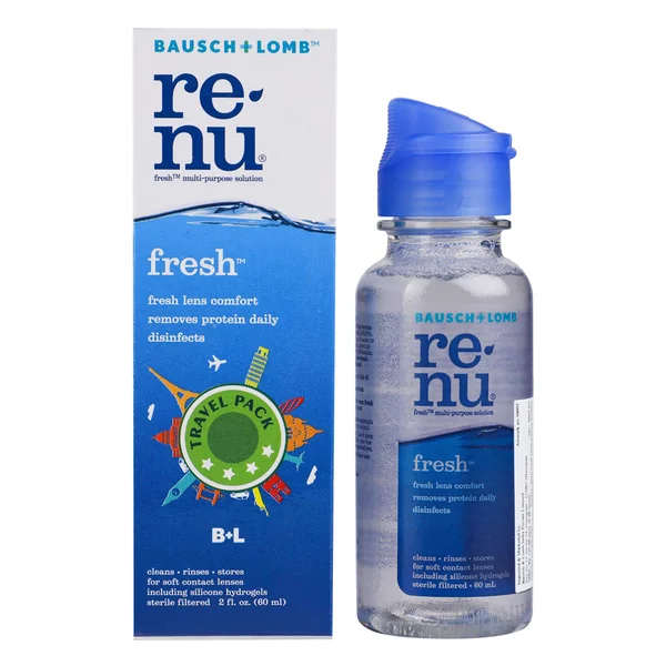 Renu Fresh Multi-Purpose Solution 60 ml | Cleans Lenses | Removes Dirt &amp; Debris From Contact Lenses | For Soft Contact Lenses, Pack of 1