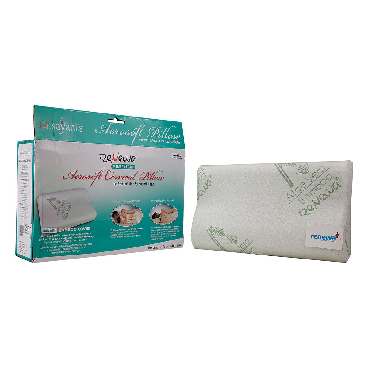 Buy Renewa Cervical Memory Foam Gel Pillow, 1 Count Online