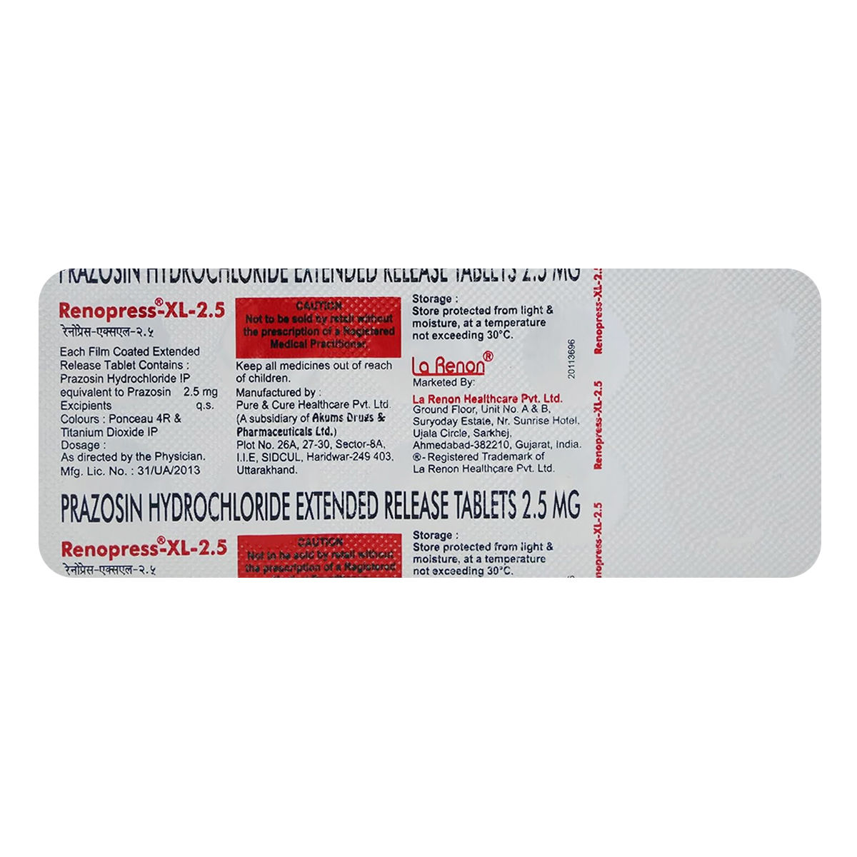 Buy Renopress-Xl-2.5mg Tablet 10's Online