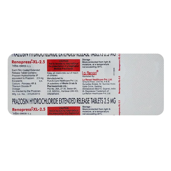 Renopress-Xl-2.5mg Tablet 10's