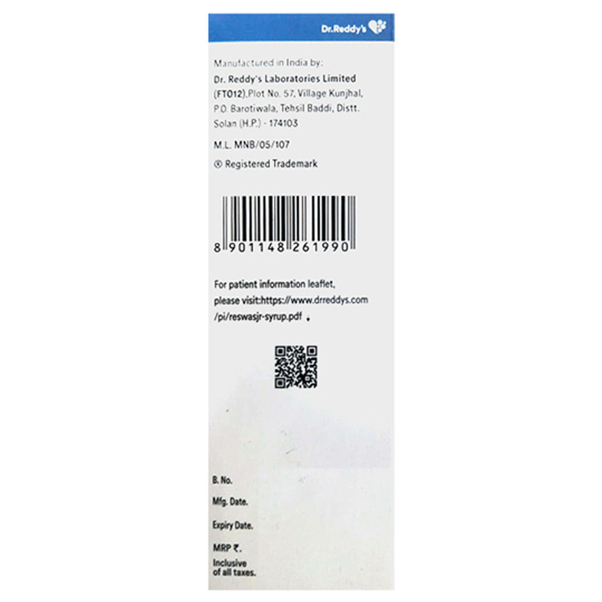 Reswas JR Ginger Lemon Flavour Dry Cough Syrup 120 ml, Pack of 1 Syrup Reswas JR Ginger Lemon Flavour Dry Cough Syrup 120 ml, Pack of 1 Syrup