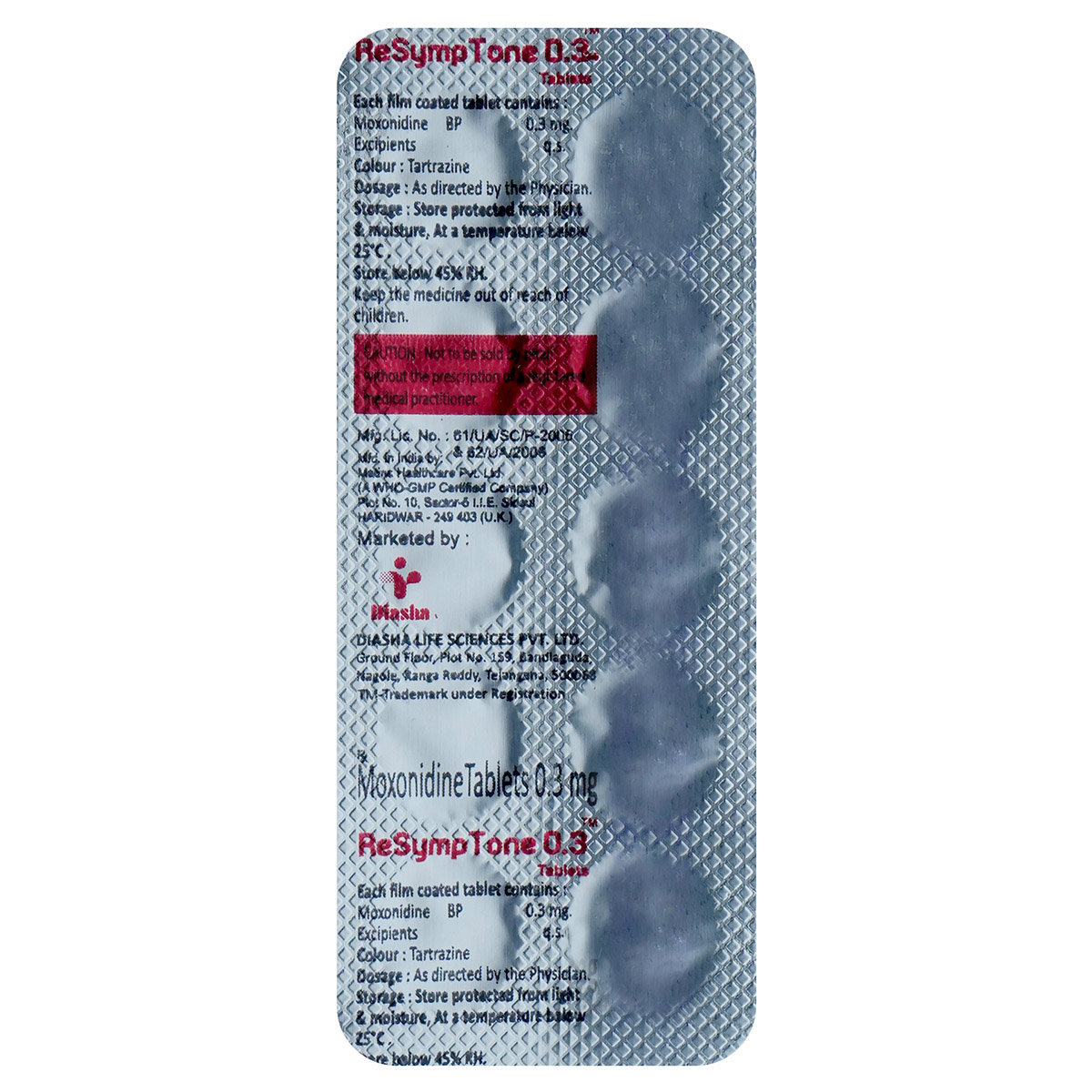 Resymptone 0.3 Tablet 10's, Pack of 10 TABLETS Resymptone 0.3 Tablet 10's, Pack of 10 TABLETS
