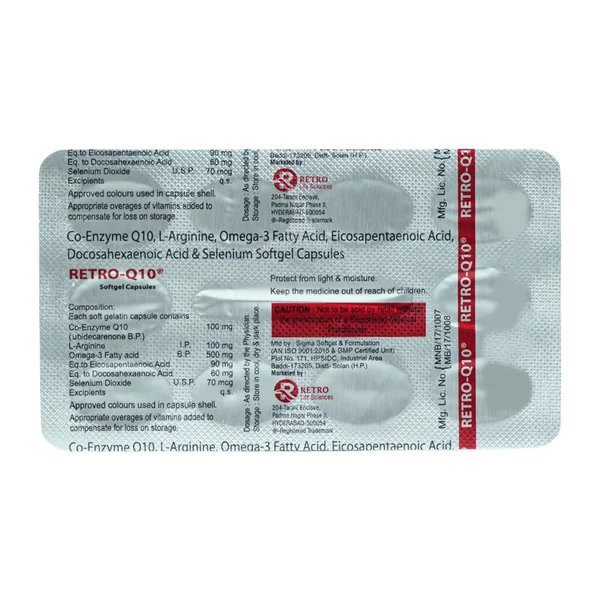 Retro-Q10 Softgel Capsule 10's, Pack of 10 CAPSULES