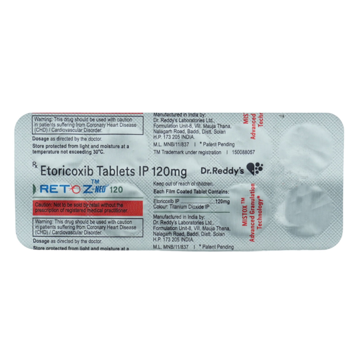 Retoz Neo 120 Tablet 10's, Pack of 10 TabletS Retoz Neo 120 Tablet 10's, Pack of 10 TabletS