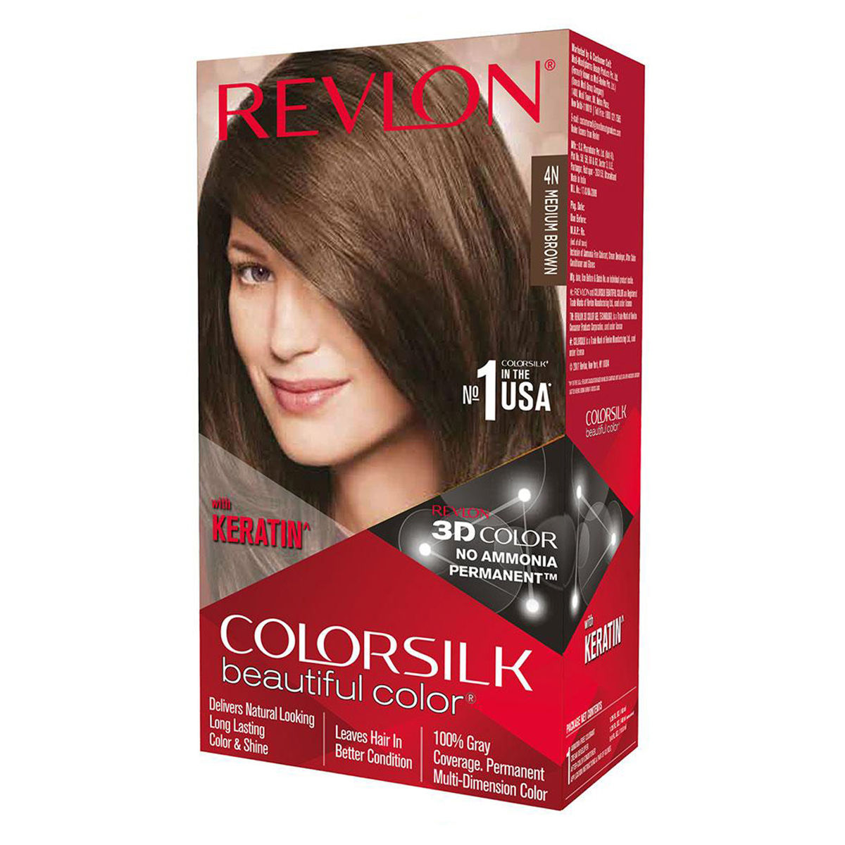 Buy Revlon Colorsilk Hair Color, 4N Medium Brown, 1 Count Online