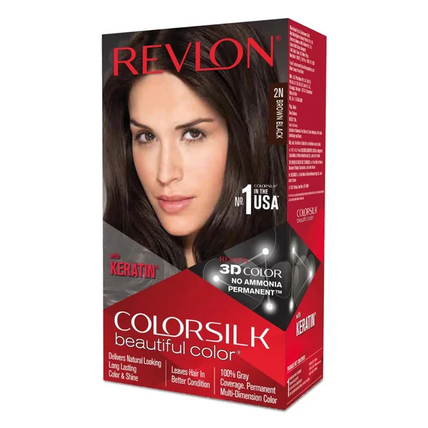 Revlon Colorsilk 2N Dark Brown Black Hair Color, 1 Kit, Pack of 1