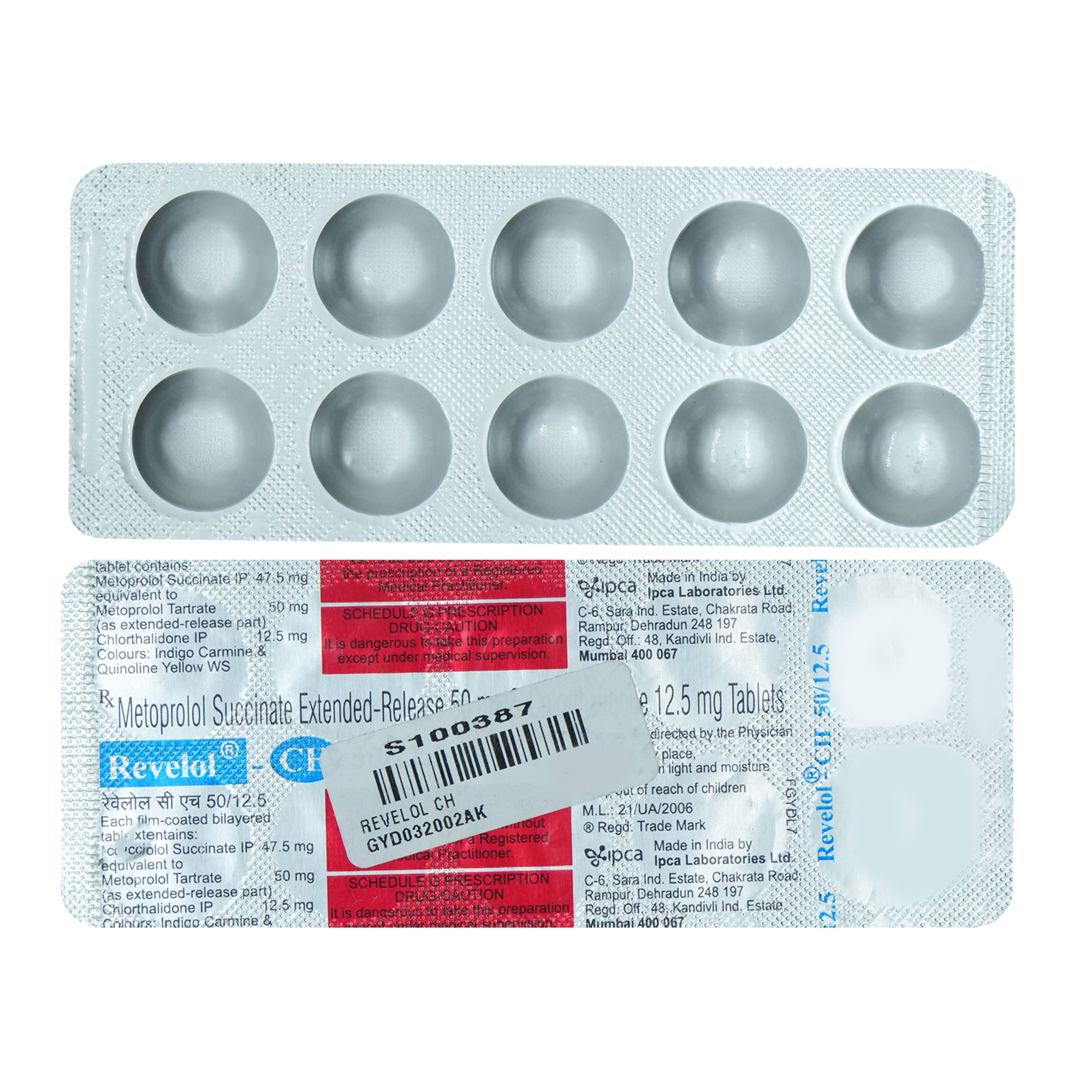 Buy Revelol-CH 50 mg/12.5 mg Tablet 10's Online