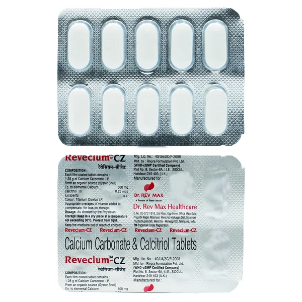 Revecium-CZ 500/0.25 Tablet 10's, Pack of 10 TABLETS