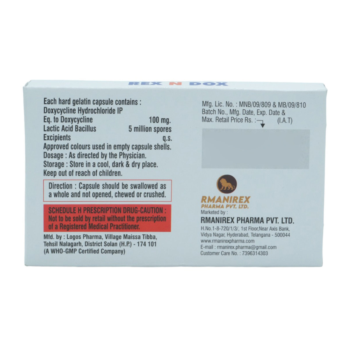 Rex N Dox Capsule 10's, Pack of 10 CapsuleS Rex N Dox Capsule 10's, Pack of 10 CapsuleS