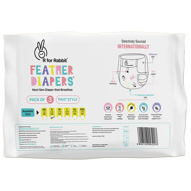 Buy R For Rabbit Feather Diaper Small, 3 Count | 19 Minutes Delivery ...