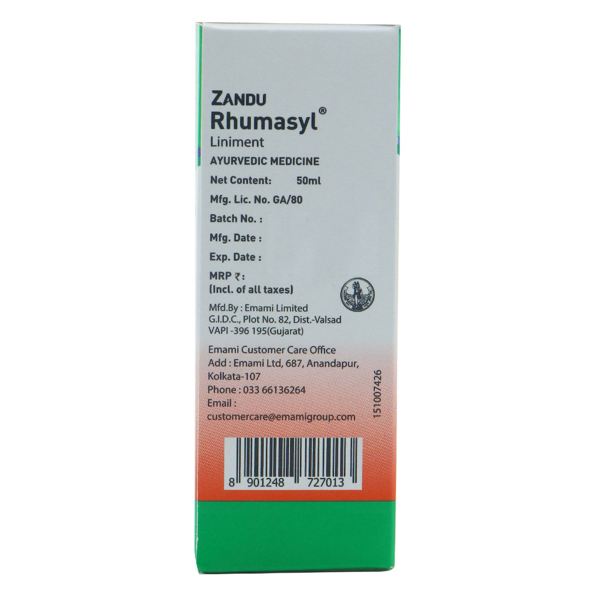 Zandu Rhumasyl Liniment, 50 ml, Pack of 1 Zandu Rhumasyl Liniment, 50 ml, Pack of 1