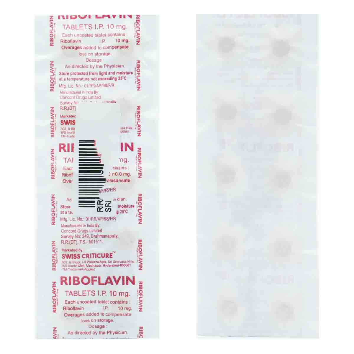 Buy Riboflavin 10 mg Tablet 10's  Online